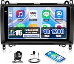CAMECHO 4+128G Android 15 Autoradio f&uuml;r Mercedes-Benz B200 B-klass W245 Viano W639 Sprinter, 9 Zoll Navi Radio Incell mit Bluetooth GPS WiFi Wireless Carplay Android Auto FM RDS +R&uuml;ckfahrkamera
