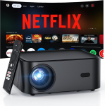 Beamer 4k Official Netflix & Dolby Audio, HAPPRUN 1000 ANSI Smart Beamer Heimkino, 1080P Full HD Video Projektor mit Wifi6 Bluetooth, Autofokus & Trapezkorrektur f&uuml;r Garten & Streaming ohne TV-Stick