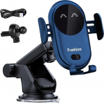 Intelligentne auto traadita laadija mobiiltelefoni hoidja, mobiiltelefoni hoidja auto laadimisfunktsiooniga, 360 &deg; p&ouml;&ouml;rlev armatuurlaua traadita laadija, automaatne klamber mobiiltelefoni hoidja autole (sinine)