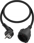 90-kraadine l&uuml;hike Schuko pikenduskaabel, 3G 1,5 mm&sup2;, kaitsva kontaktiga pikenduskaabel, must