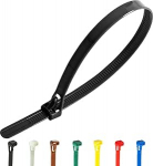 100 pakki rasked mustad vabastatavad kaablipaelad - 300mm x 7.6mm Premium Tie Wraps - High Quality Strong Nylon Zip Ties by Gocableties