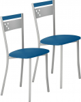 ASTIMESA SCCABAZ Two Kitchen Chairs, Metal, Blue, Seat Height 45 cm