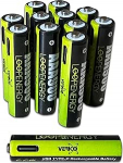 LoopEnergy AAA 900 laetav USB-C aku AAA 1,5 V 900 mWh (600 mAh) Li-Ion aku, kiirlaadimine USB-C &uuml;henduse kaudu umbes 2 tunniga, 12 AAA aku, 3 tk USB-A ja 4 x USB-C kaabli vahel.