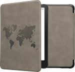kwmobile H&uuml;lle kompatibel mit Amazon Kindle Paperwhite (2024)/Colorsoft H&uuml;lle - Kunstleder Cover - Travel Umriss Grau