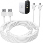 BECEMURU laadimiskaabel Eufycam 2C/2C Pro jaoks, 30ft/9m ilmastikukindel toitejuhe, pidev laadimine teie eufyCam 2C/2C Pro kaamerale (valge 2-pakk)