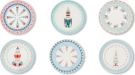 Excelsa Xmas Sweet Pastels komplekt 6 portselanist magustoidulauale l&auml;bim&otilde;&otilde;t 20,5 cm J&otilde;ulukaunistus