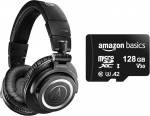 Audio-Technica M50xBT2 juhtmevabad k&otilde;rvaklapid mustad ja Amazon Basics - 128GB MicroSDXC m&auml;lukaart SD adapteriga A2 U3 100MB/s maksimaalne lugemiskiirus - mustad