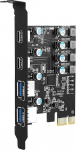 PCIE-USB laienduskaart 4 porti (2 x t&uuml;&uuml;p C, 2 x t&uuml;&uuml;p A), USB 3.0 Pcie Card PCI Express laienduskaart lauaarvuti jaoks, mis toetab Windows Mac OS-i