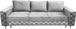 Ares Meble Komo Sofa with Sleep Function 240 x 98 cm - 3-Seater with Bed Box - Velvet Elegance Couch - Living Room Sofas - Sofa Bed - Legs White - Grey