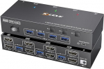 HDMI KVM Switch 2 monitori 3 arvutit, toetus 4K @ 60Hz, EDID emulaator, USB 3.0 KVM Switch Dual Monitor 3 arvuti jagamiseks 2 monitori ja klaviatuuri hiirega, koos juhtmega