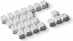 HK Gaming kummist klahvikorkide komplekt, libisemisvastane tekstuur, topeltv&otilde;tmekorkide komplekt, 23 klahvi OEM-profiili klahvikorkid, mehaanilisele klaviatuurile, &uuml;hildub Cherry MX, Gateron, Kailh, valge