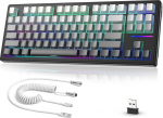MAMBASNAKE &times; Attack Shark TKL Hot-Swap traadita mehaaniline m&auml;nguklaviatuur koos kohandatud pakitud USB-C kaabliga, kolmikrežiim 2.4GHz/BT5.0/Wired, 5000mAh, must
