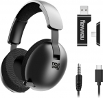 NEWWAY NH251 juhtmevabad audiok&otilde;rvaklapid - sisset&otilde;mmatav mikrofon - kolmerežiimiline WiFi 2.4GHz/BT/3.5mm pesa - USB-C vastuv&otilde;tja PC, s&uuml;learvuti, nutitelefoni, konsoolide, tahvelarvuti ja Mac'i jaoks (must)