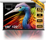 ALR Electric Roller Blind Screen Ultra Short Distance Projector, 100 tolli, 95% lae valgust t&otilde;rjuv, motoriseeritud pikendatav (Roll-Down), 4K/8K UHD, lae- v&otilde;i seinakinnitus, kodukino A