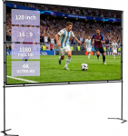 Projektor-Leinwand Outdoor mit St&auml;nder, 120 Zoll 16:9 HD 4K Tragbare Beamer Leinwand 266x149cm f&uuml;r Innen & Hinterhof, Schnelle Einrichtung, Knitterfreier Rahmen f&uuml;r Heimkino, Camping, Partys