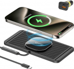 Polmxs induktiivne autolaadimisjaam, 15 W magnetiline traadita laadimisjaam Magsafe laadija jaoks, libisemisvastane induktiivne laadimisjaam 40 W autolaadijaga iPhone 17 16 15 14 14 13 12 seeria (30 cm kaabel)