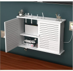 Marsruuteri hoiukast, valge, seinatelevisiooni kaabli peidus, puidust ja plastist seinariiul, kaablihaldus, ujuv riiul, kaabli korraldaja, WiFi marsruuteri hoidmine