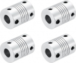 QUARKZMAN Pack of 4 8 mm to 8 mm Aluminium Alloy Shaft Coupling L24.5 x D19 Flexible Coupling Beam for 3D Printer CNC Machine DIY Encoder, Motor Shaft, Silver