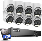 ANNKE 3K Surveillance System with Built-in Microphone and Dual Light, 8CH 5MP Lite DVR with Person and Vehicle Detection, 2TB HDD, 8X 3K Analogue Outdoor Security Cameras, Colour Night Vision, IP67