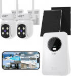 REIGY 4MP WLAN valvekaamera komplekt v&auml;ljas aku p&auml;ikesepaneeliga 10CH traadita NVR valves&uuml;steem + 2 x traadita kaamera 360&deg; siseruumides v&auml;rvilise &ouml;&ouml;vaatega, PIR isiku tuvastamine, 2-suunaline heli, 2.4