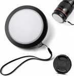 52mm valge tasakaaluga objektiivikaane koos universaalse keskse n&auml;puga objektiivi katte asendaja Canon Nikon Sony Olympus Tamron Sigma Panasonic Samsungi kaamerale