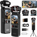Vlogging Wifi Action Kamera 4K, 160&deg;-Sport Actionkamera, Tragbare Taschenkamera mit um 180&deg; Drehbarem Objektiv und 1,69-Zoll-Touchscreen, Digitale Videokamera f&uuml;r Reisen und Sport-Vlog-Camcorde