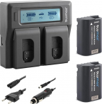 2 x Blumax aku Asendab Panasonic DMW-BLK22 / DMW-BLK22E 2250 mAh + LCD topeltlaadija &Uuml;hildub Panasonic Lumix DC S5 S5K G9 GH5 GH5 II GH5S GH6-ga