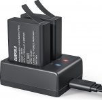Action Cam aku, 1350mAh aku (2 tk) koos USB topelt auguga laadija, &uuml;hildub spordikaamera akudega Surfola