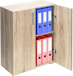 BAKAJI Sideboard Cabinet with Double Doors and 2 Levels, Interior Cabinet, Multi-Purpose Cabinet, Office, Document Storage Made of MDF, Dimensions: 77 x 31 x 60 cm (Oak)