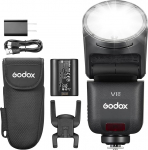 Godox V1 MID C Blitz f&uuml;r Canon-Kameras, 55-W-Blitzger&auml;t mit rundem Kopf und Touchscreen,&uuml;ber 650 Blitze bei voller Leistung,TTL/HSS 1/8000 s, magnetischer AK-R1 f&uuml;r EOS R5, R6 II, R8 und R50