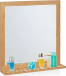 Relaxdays seinapeegel riiuliga, bambusraamiga, HBT 61,5 x 60 x 12 cm, ripppeegel vannituppa, garderoobi ja k&uuml;laliste tualetti, naturaalne