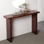 Schmaler Konsolentisch aus Massivholz, Langer Beistelltisch f&uuml;r Flur, Wohnzimmer, Eingangsbereich oder Sofa, mit abgerundeten Kanten, robuster Beistelltisch(Walnut)