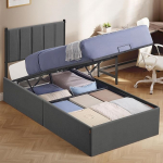 VASAGLE 90 x 200 cm kokkupandav voodiraam voodi all hoidmiseks h&uuml;drauliline s&uuml;steem kaasaegne lihtne kokkupanek tumehall RMB612G02