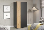 trendteam smart living - Esteban garderoobikapp - Antratsiit / Evoke Tamm - hoiukapp 2 ukse, 1 riiuli ja 1 riideriiuliga - 90 x 195 x 55 cm (B x K x S) - Groove Look