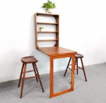 WBWAPA Laptop-Desktop mit Ablagefl&auml;che, platzsparender, an der Wand montierter, zusammenklappbarer, umwandelbarer Schreibtisch, schwebender Schreibtisch aus Holz f&uuml;r das B&uuml;ro, zusammenkla