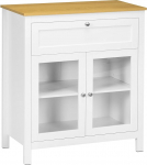 HOMCOM kaasaegne k&ouml;&ouml;gi buffet sahtliga reguleeritava riiuliga ja 2 klaasuksega klaasist kapp elutuppa s&ouml;&ouml;gituppa 80 x 40 x 90 cm valge