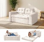 P&otilde;randadiivan voodi koos padja seljatoega k&auml;etoega 140 cm lai kokkupandav diivan 2-in-1 disainiga elutuppa, magamistuppa ja k&uuml;lalistetuppa Valge