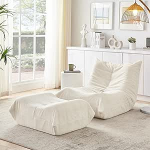 Laisk diivan seljatoega ja jalahoobiga, lamamistool, pehme Teddy Fur Bean Bag p&otilde;randal lugemistool, mugav &uuml;hekorruseline diivan elutuppa, magamistuppa, &otilde;ppetuppa, korterisse, beeži v&auml;rvi