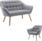 Vente-unique - Diivan 2-kohaline & tugitool - Kangas - Hall - Caserta