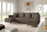 LIKMA ZAVO U-kujuline nurgadiivan 286 x 142 cm magamisfunktsiooniga (274 x 140 cm) nurgadiivan 3 voodikastiga ja jalgadega Elu maastikuline diivan hoiuruumiga polsterdatud m&ouml;&ouml;bli diivan hall pruun