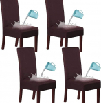 Toolikatted, komplekt 4, mokkamaterjalist veekindel toolikate, veniv, eemaldatav, pestav toolikate hotelli, s&ouml;&ouml;gilaua, pulmade jaoks, tumepruun, komplekt 4 tk.