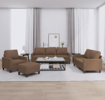 4-TLG. Sofagarnitur Braun Stoff, 4-teiliges Sofa mit Kissen f&uuml;r EIN bequemes Sitzerlebnis, Robustes Gestell und strapazierf&auml;higer brauner Sofastoff in schlichtem Design.