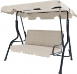 3-kohaline kiiktool reguleeritava p&auml;ikesekatusega, pehmendusega padjad, raske v&auml;rvitud terasraam, &otilde;ue, aeda, r&otilde;dule, terrassile, basseinile, 170 x 110 x 153 cm (beež)