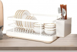 Countertop Dish Dryer - 13,39-tolline ABS Carbon Steel Dish Organiser koos s&ouml;&ouml;giriistade hoidja | Drip Tray, K&ouml;&ouml;gi hammas kausid, taldrikud, s&ouml;&ouml;gipulgad, s&ouml;&ouml;giriistad kodus kasutamiseks