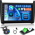 8 Core 4G + 64G Qualcomm autoraadio Volkswagen VW Polo 2008-2020 juhtmevaba Carplay Android autole, Android 15 9-tolline puutetundlik raadio WiFi, GPS, Bluetooth 5.1, FM/RDS, DSP-ga.