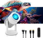 METRONIC 475351 WiFi Bluetooth kaasaskantav projektor sisseehitatud k&otilde;lariga videom&auml;ngude, filmide, esitluste jaoks - v&otilde;imas projektsioon kuni 5m kaugusele koos kaugjuhtimispuldiga - valge