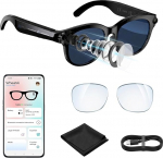 KI-Smart prillid HD-kaameraga, sisseehitatud AI assistent ChatGPT, AI-pilditunnistus, reaalajas t&otilde;lke tugi, avatud k&otilde;rva heli, videosalvestus Bluetooth-k&otilde;ned, muusika taasesitus