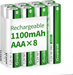 Granicell AAA laetavad patareid 1100 mAh suure mahutavusega 1500 ts&uuml;klit 1,2 V NiMH madala enesepuhastusega AAA patarei 8-ne pakis