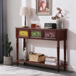 Moderne Eingangstisch aus Massivholz f&uuml;r das Wohnzimmer mit Schublade, schmaler Sofatisch, Eingangsbereich-Tisch, Tisch hinter dem Sofa, Konsole f&uuml;r Sofatisch(Walnut B,116cm)