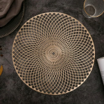 2 taldriku komplekt, &uuml;mmargused lillemustriga taldrikud ja allapanijad, taldrikud k&ouml;&ouml;ki, kuldne, 38 cm